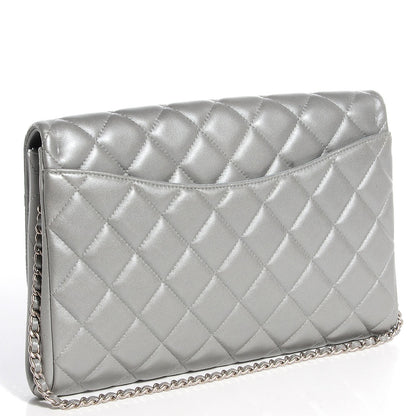 Chanel Lambskin Quilted Clutch With Chain Flap Silver 3 of 8