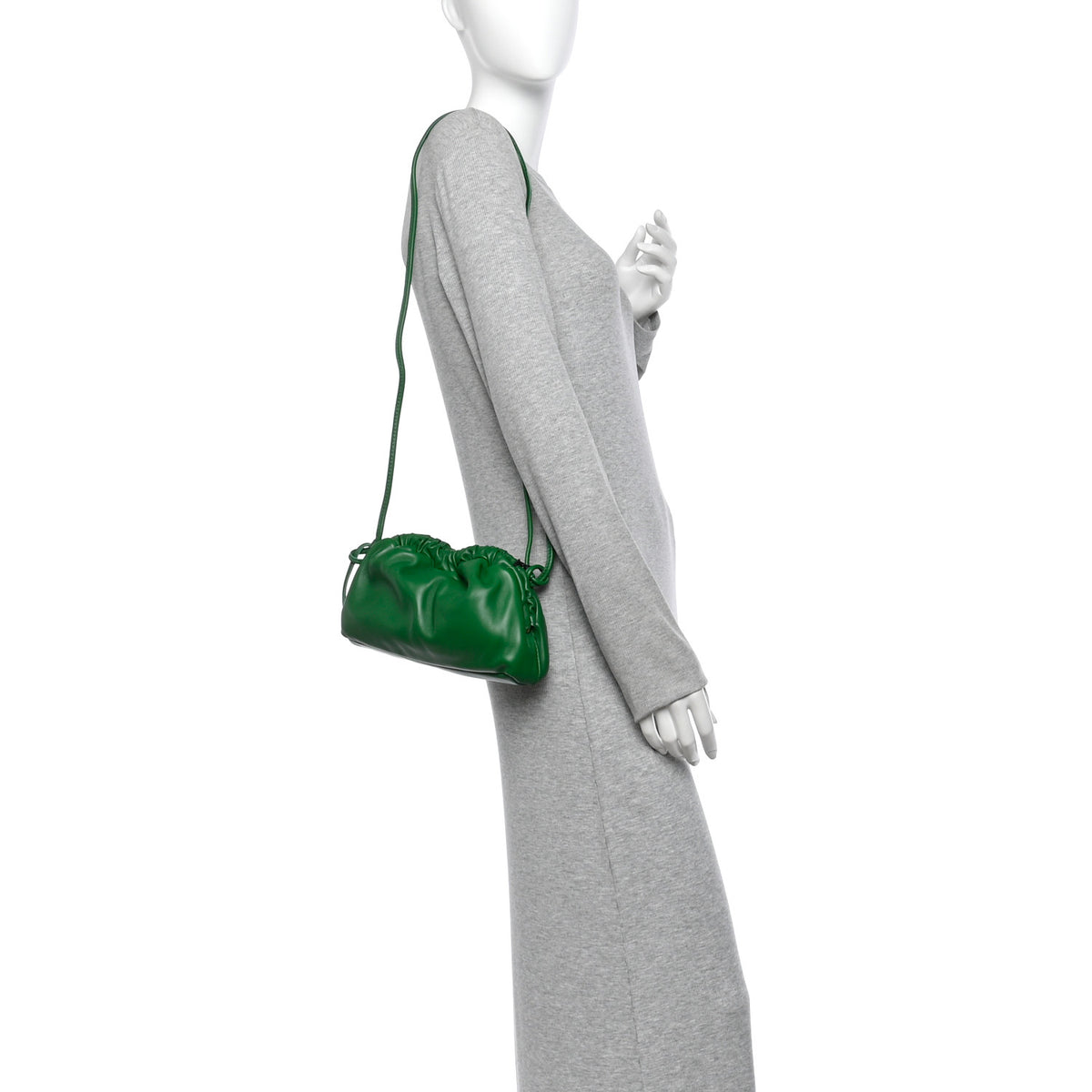 Lambskin Mini Cloud Clutch  Green