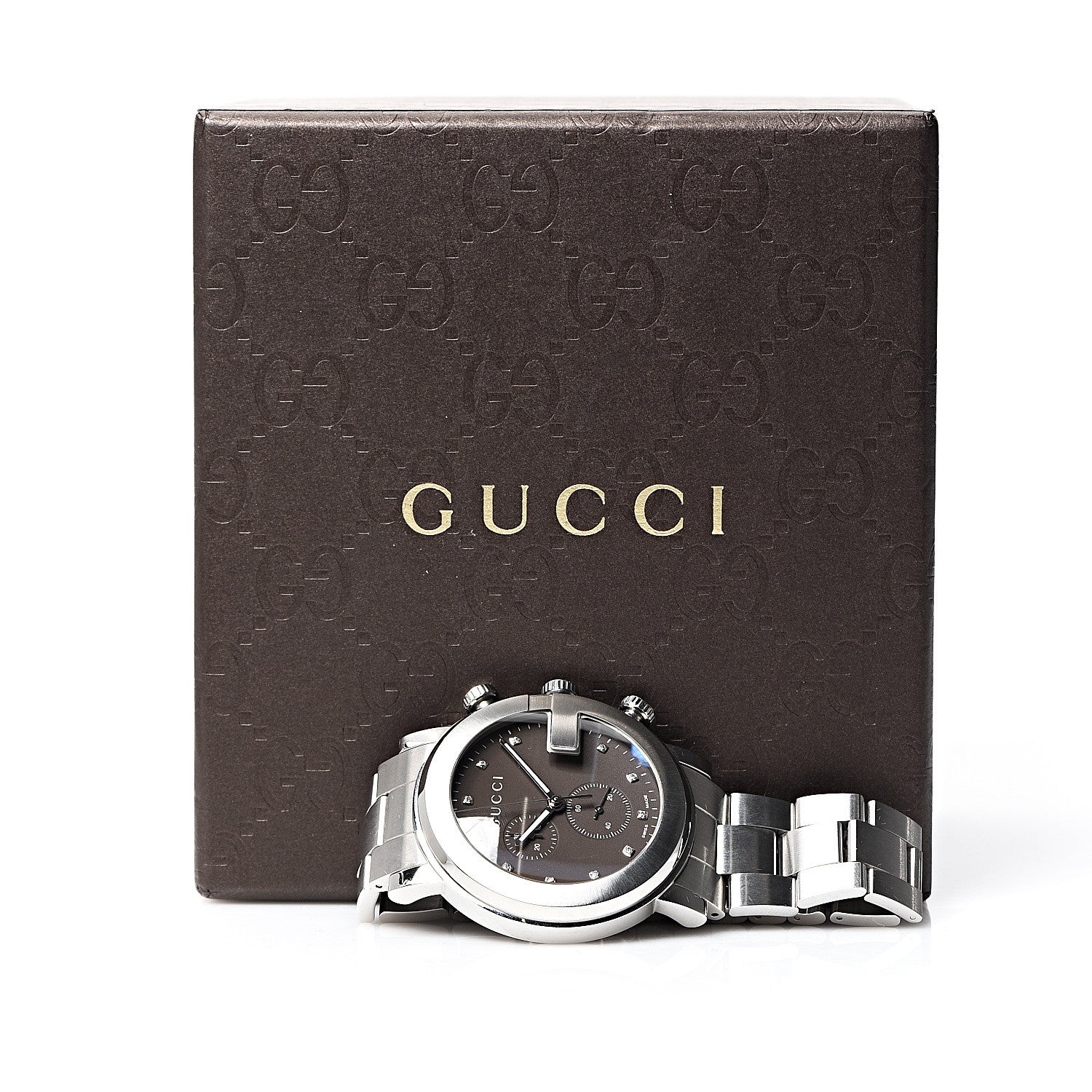 Gucci Stainless Steel Diamond 44mm G-Chrono Quartz Watch Brown 6 of 6