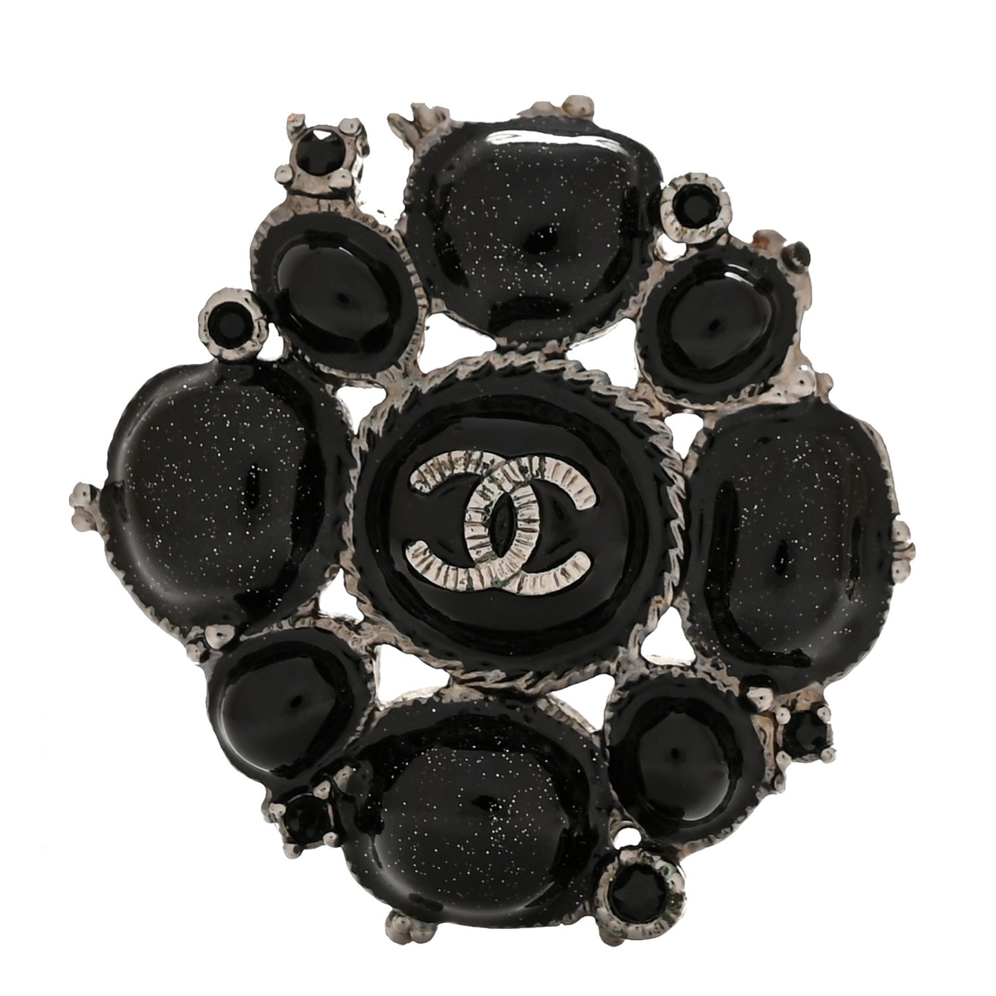 Ruthenium Glitter Enamel CC Brooch