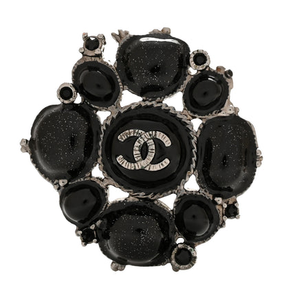Chanel Ruthenium Glitter Enamel CC Brooch 1 of 4