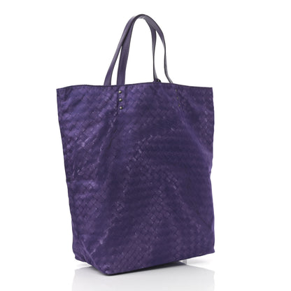 Bottega Veneta Nylon Intrecciolusion Vertical Tote Plum 4 of 12