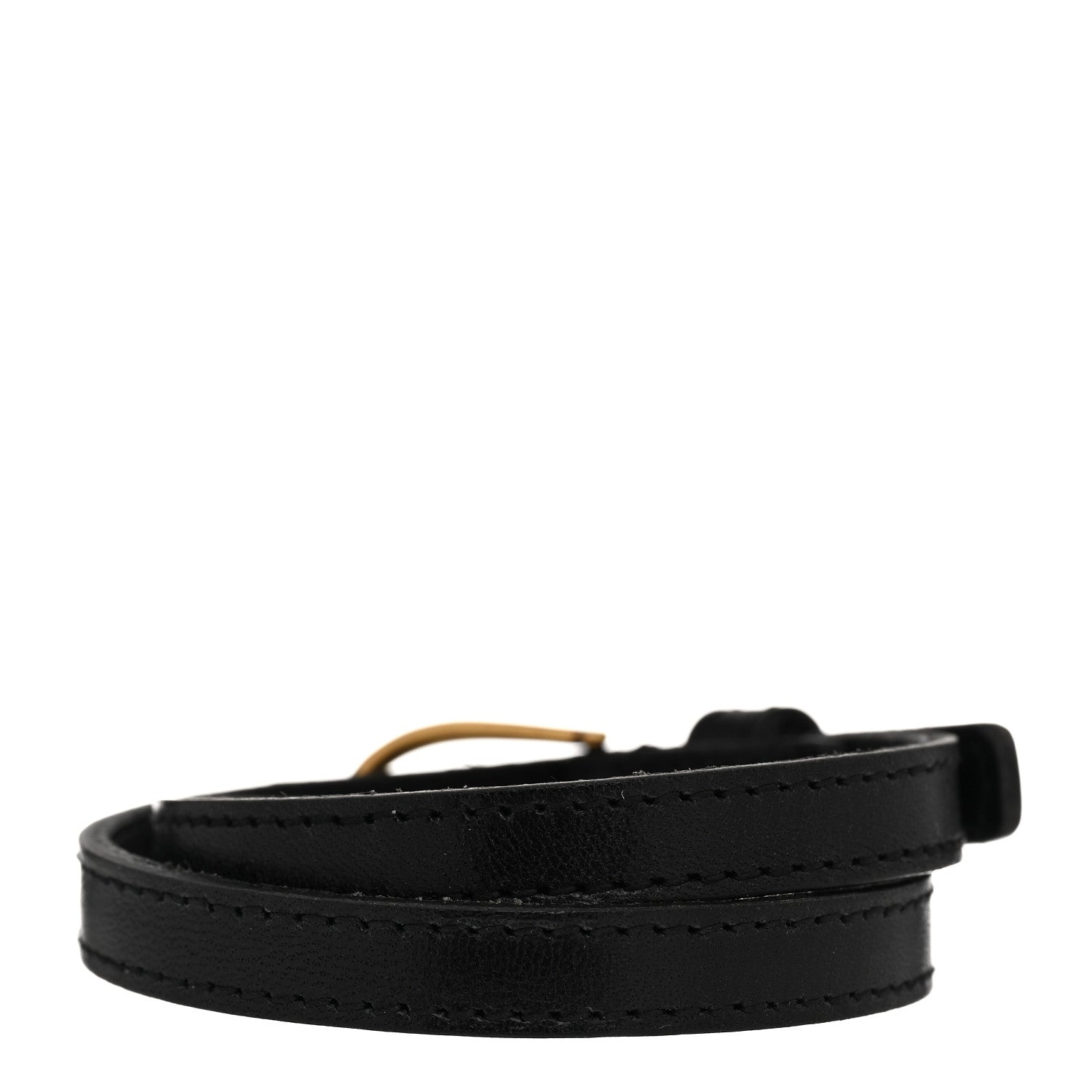Saint Laurent Leather Lucky Bone Double Wrap Bracelet Black 3 of 9