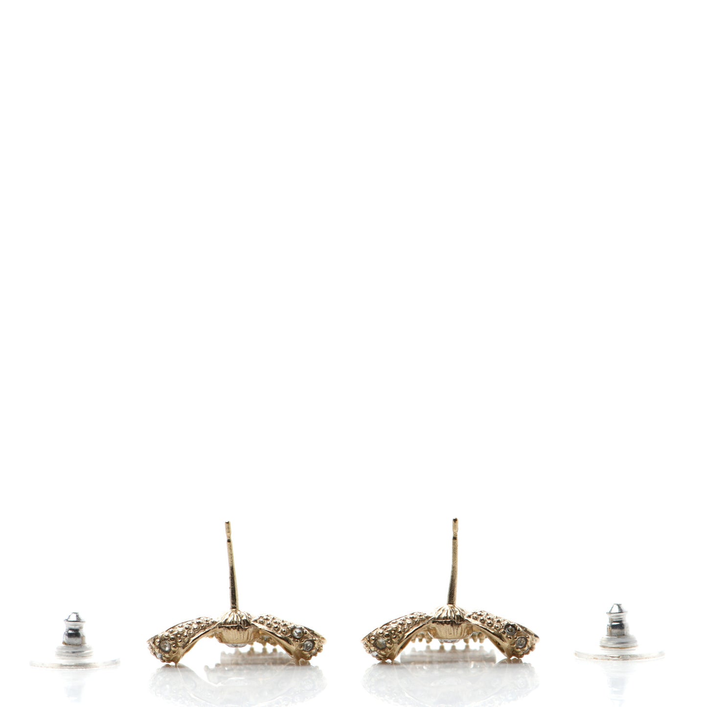 Crystal CC Bow Drop Earrings Gold