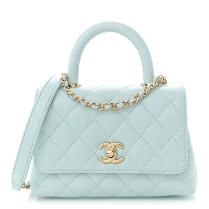 Chanel Caviar Quilted Extra Mini Coco Handle Flap Light Blue 1 of 10
