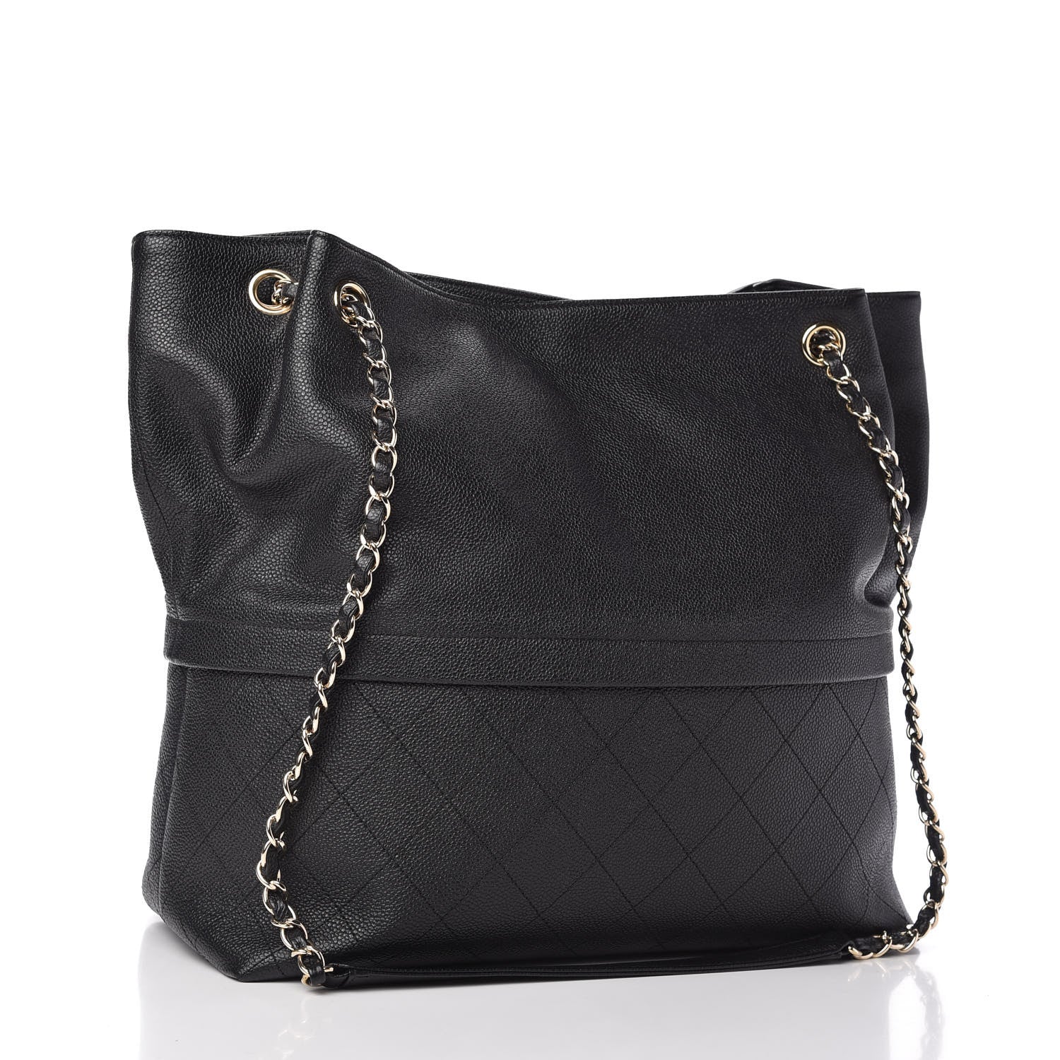 Chanel Crumpled Grained Calfskin Zip and Carry Shopping Tote Black 3 of 9