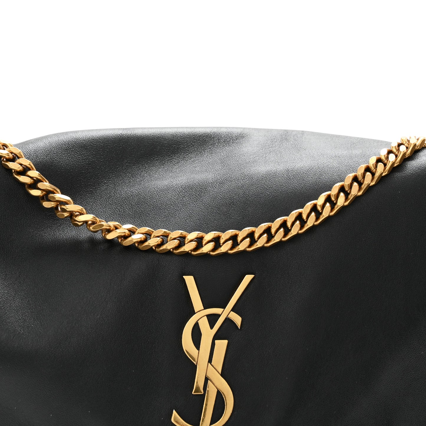 Smooth Calfskin Suede Medium Reversible Monogram Kate Satchel Black