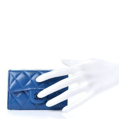 Chanel Lambskin Quilted Flap Card Holder Wallet Blue Pink 2 of 9