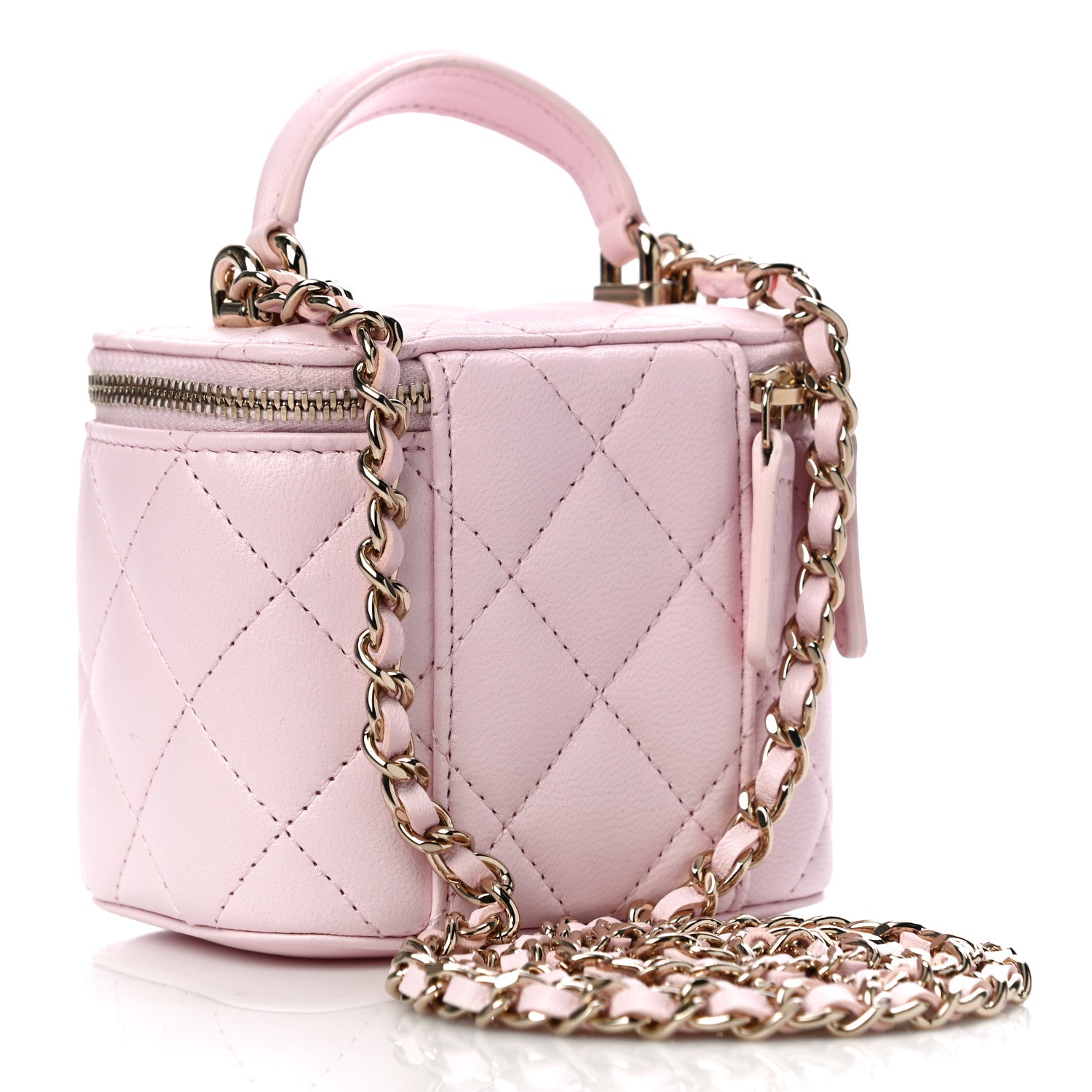 Chanel Lambskin Quilted Mini Top Handle Vanity Case With Chain Light Pink 3 of 12