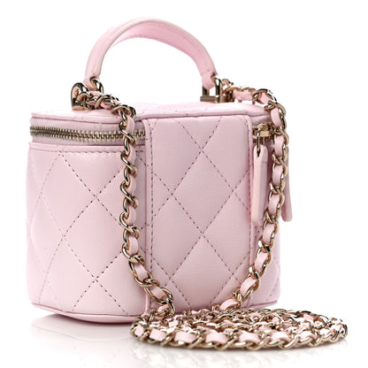 Chanel Lambskin Quilted Mini Top Handle Vanity Case With Chain Light Pink 3 of 12