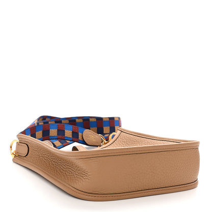 Hermes Taurillon Clemence Maxi Quadrille Evelyne TPM Chai Bleu Bill Biscuit 4 of 10