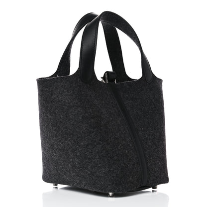 Hermes Feutre Swift Picotin Lock 18 PM Gris Moyen Black 3 of 12