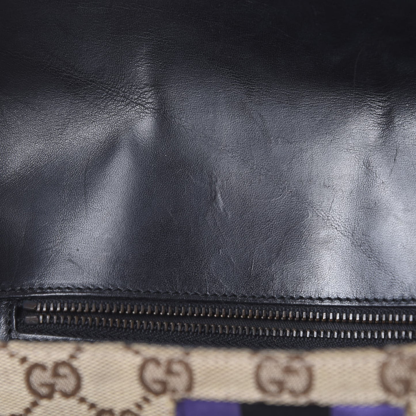 Monogram Horsebit Web Flap Bag Brown Purple