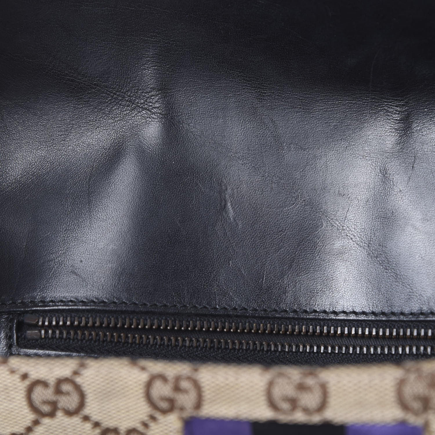 Gucci Monogram Horsebit Web Flap Bag Brown Purple 14 of 15