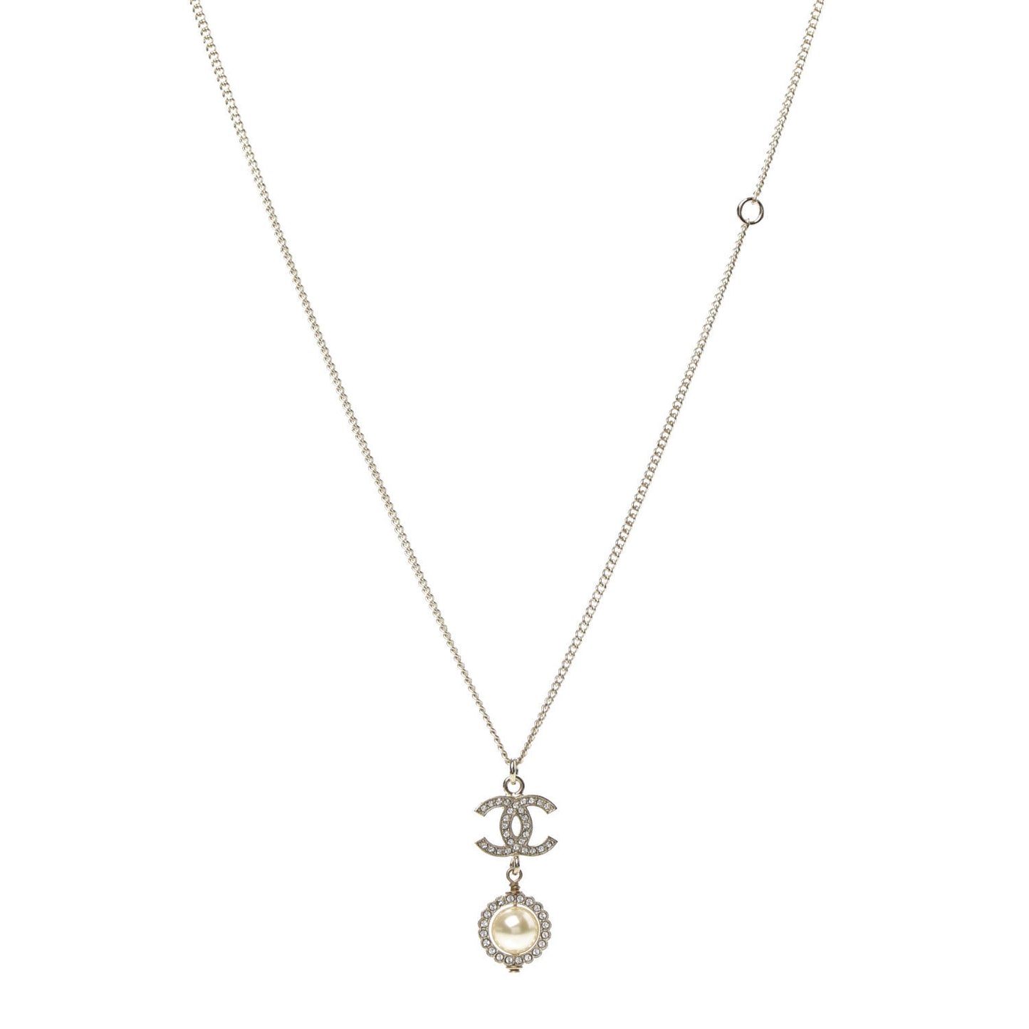 Crystal Pearl CC Lace Camellia Necklace Gold