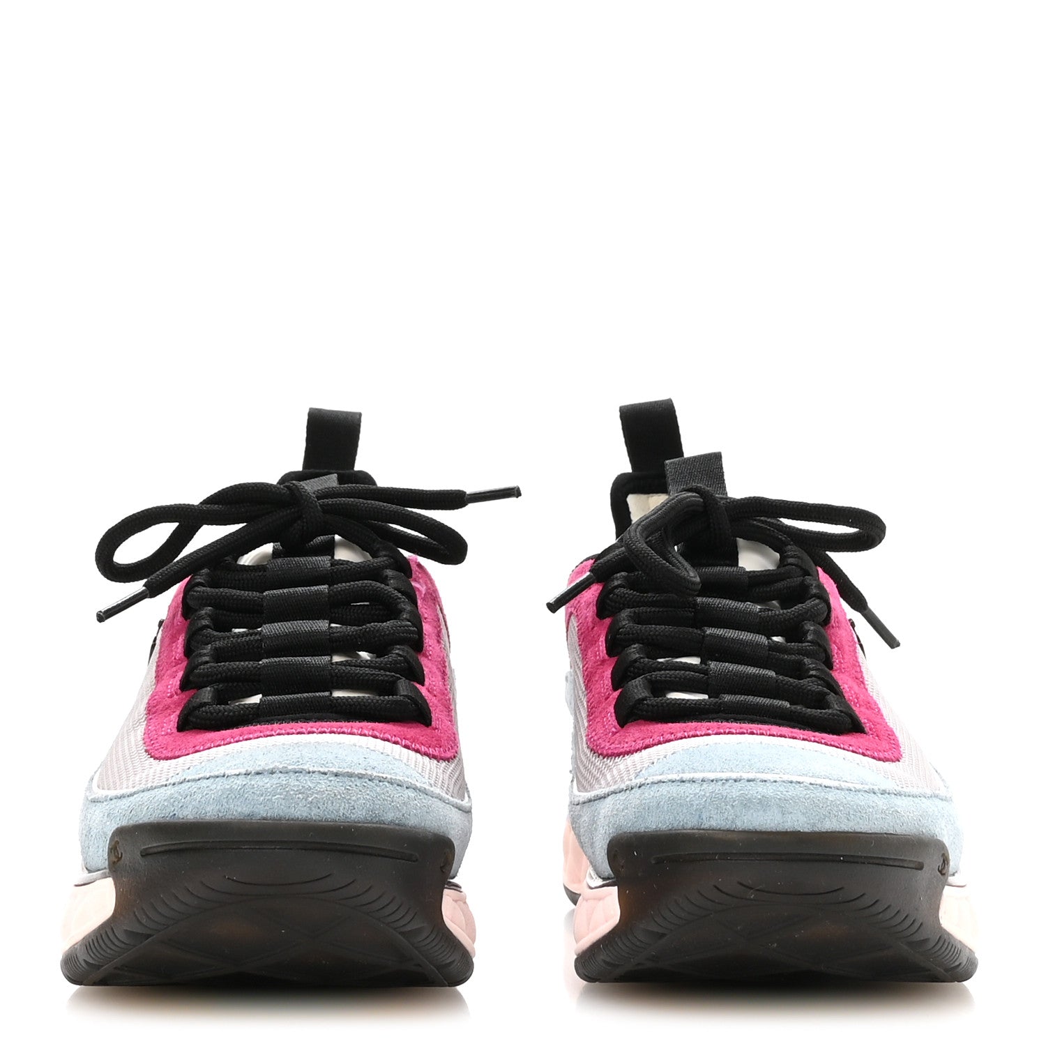 Chanel Fabric Suede CC Sneakers 36 Light Grey Light Blue Fuchsia 3 of 8