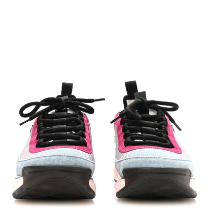 Chanel Fabric Suede CC Sneakers 36 Light Grey Light Blue Fuchsia 3 of 8