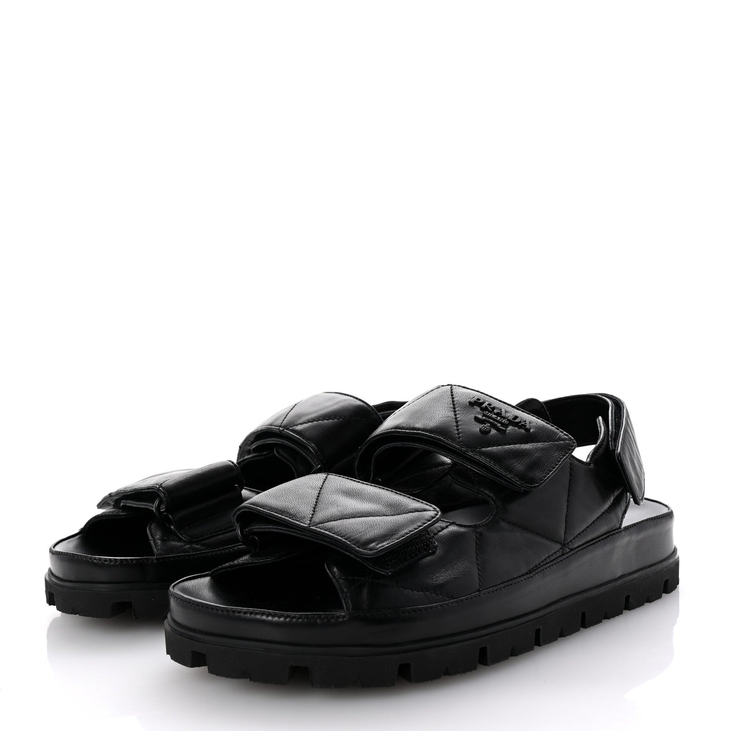 Nappa Quilted Padded Slingback Sandals 39 Black