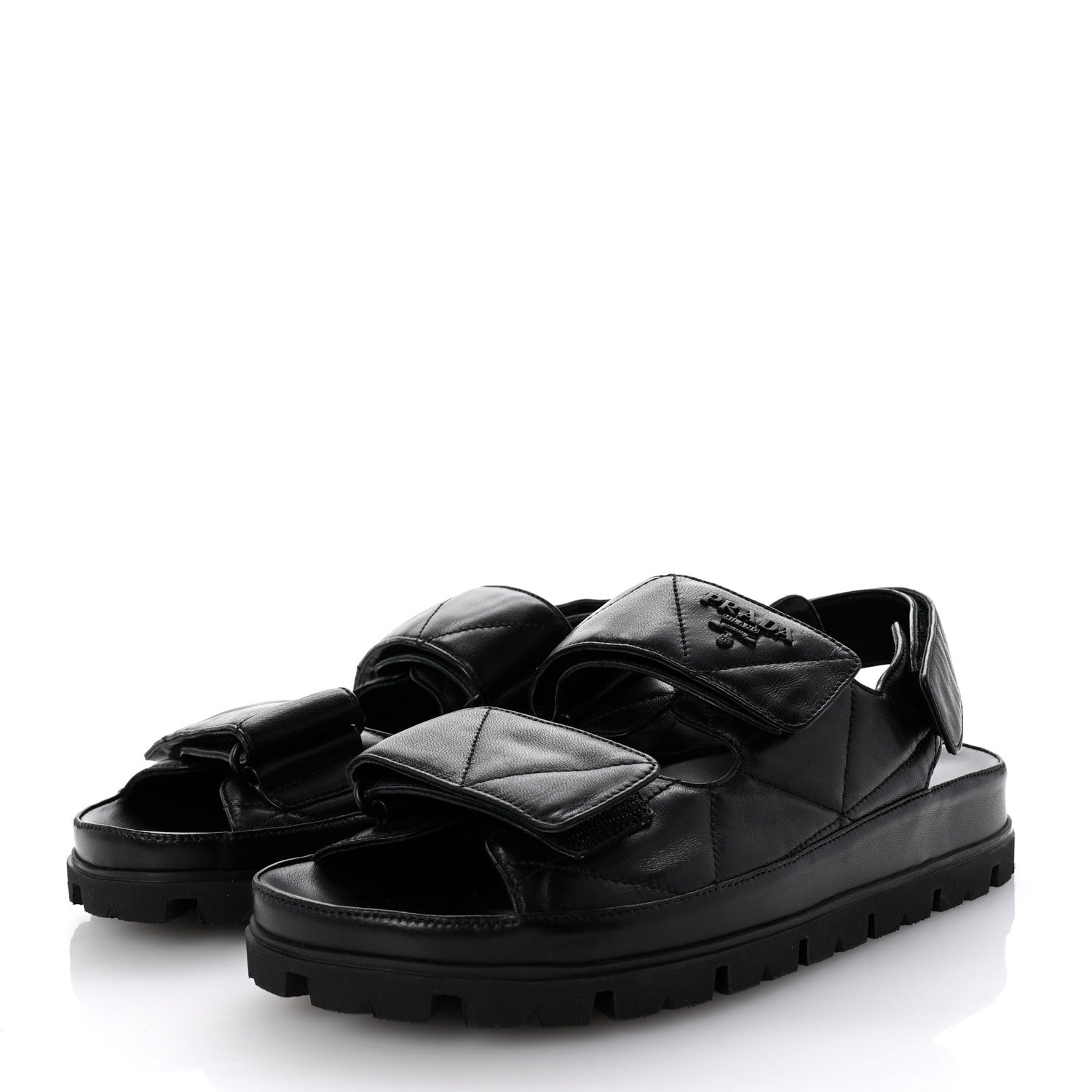 Prada Nappa Quilted Padded Slingback Sandals 39 Black 4 of 10