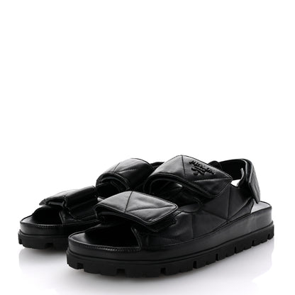 Prada Nappa Quilted Padded Slingback Sandals 39 Black 4 of 10
