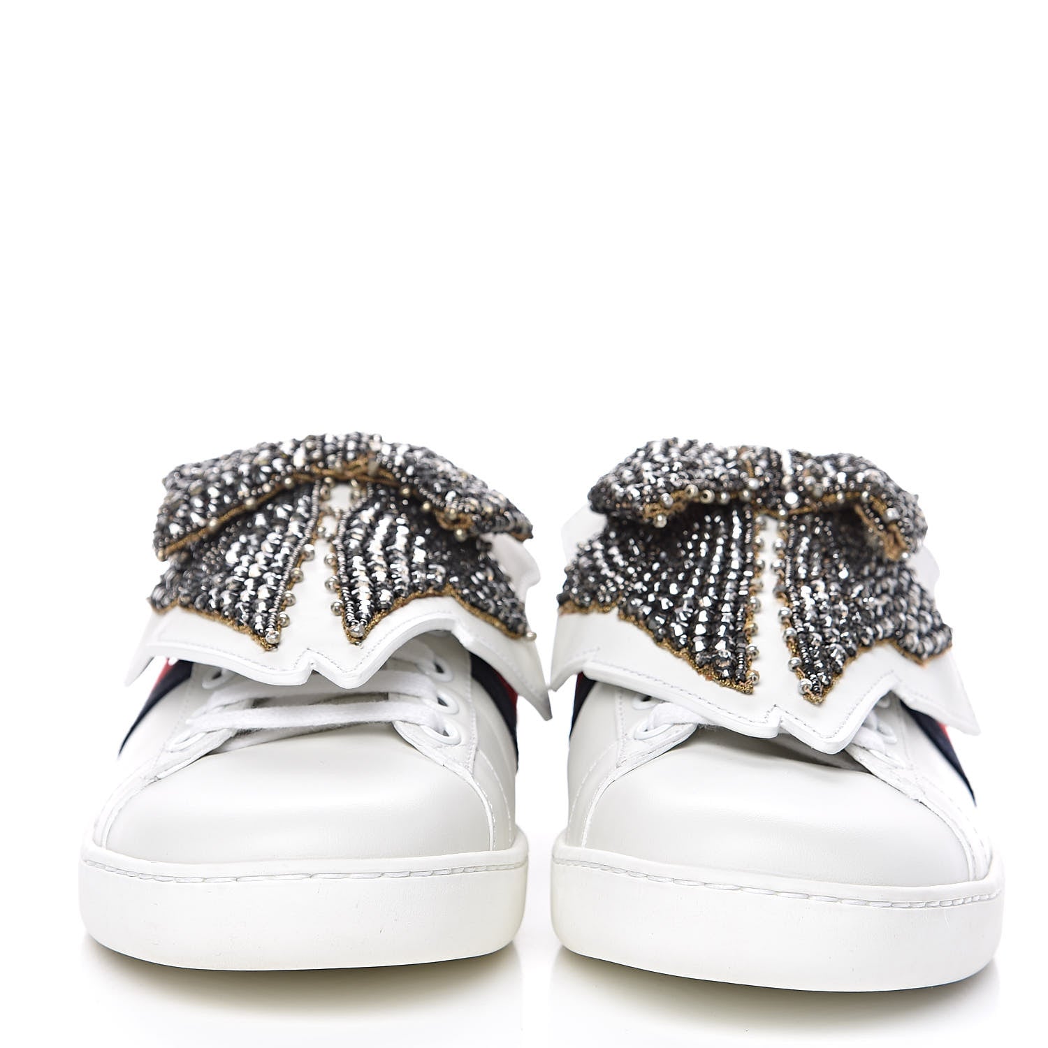 Gucci Calfskin Ayers Web Womens Ace Bow Lace Sneakers 36 White 2 of 13