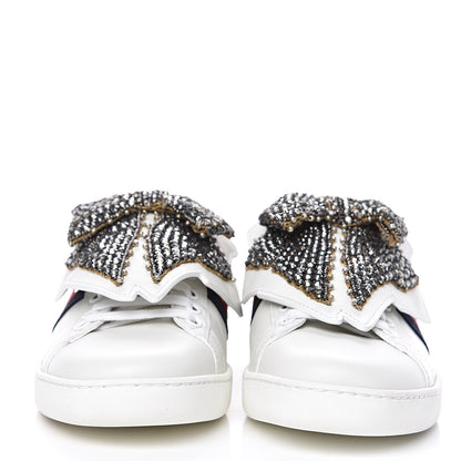 Gucci Calfskin Ayers Web Womens Ace Bow Lace Sneakers 36 White 2 of 13