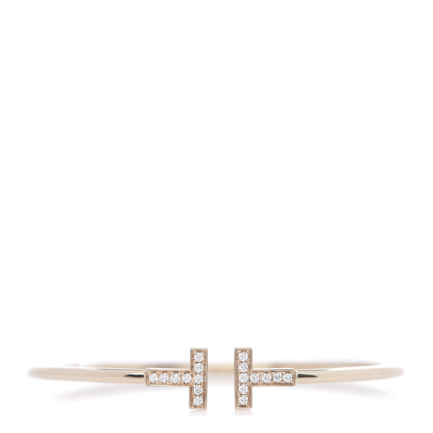 Tiffany 18K Rose Gold Diamond T Wire Bracelet 1 of 5