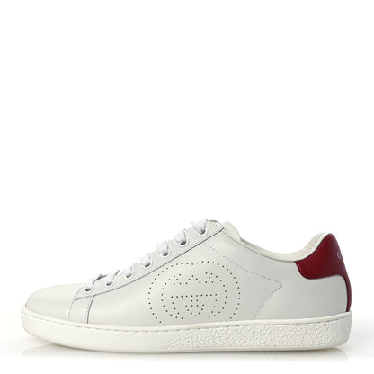 Gucci Calfskin Interlocking G Perforated Womens Ace Sneakers 36.5 White Hibiscus Red 1 of 12