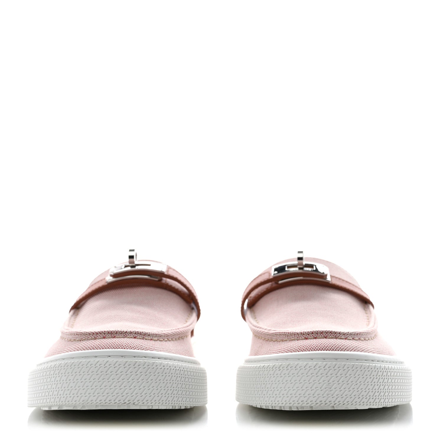Hermes Toile De Coton Calfskin Womens Game Slip On Sneakers 39.5 Framboise Rose Bubinga 2 of 12