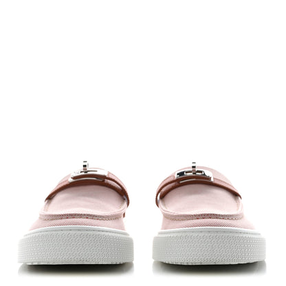 Hermes Toile De Coton Calfskin Womens Game Slip On Sneakers 39.5 Framboise Rose Bubinga 2 of 12