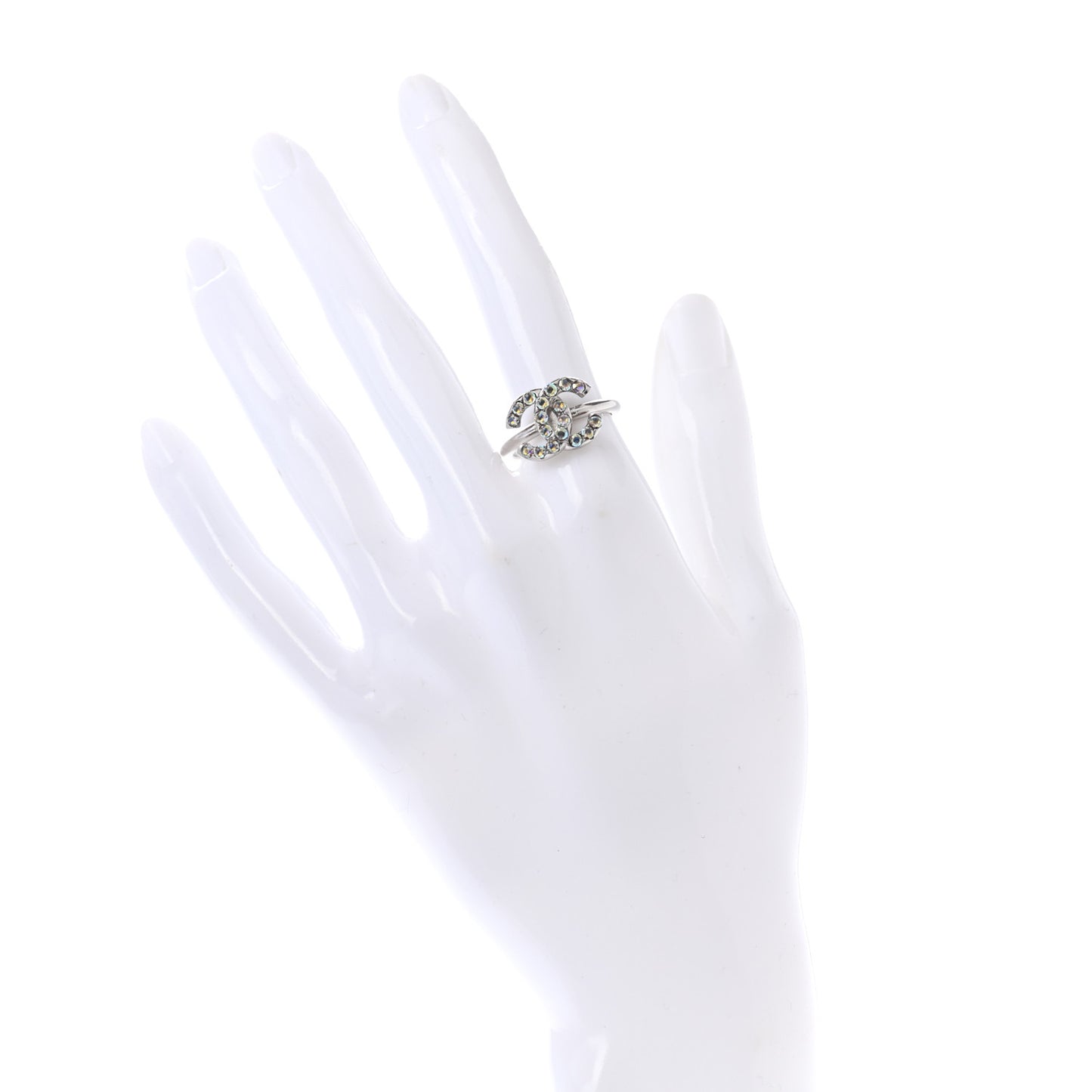 Crystal CC Ring 54 Iridescent Silver