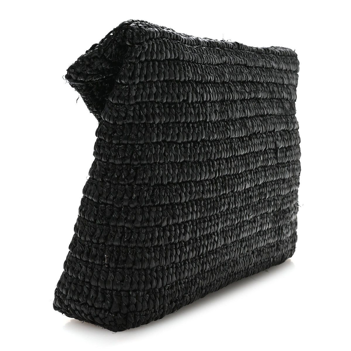 Raffia Large Cassandre Envelope Pouch Black