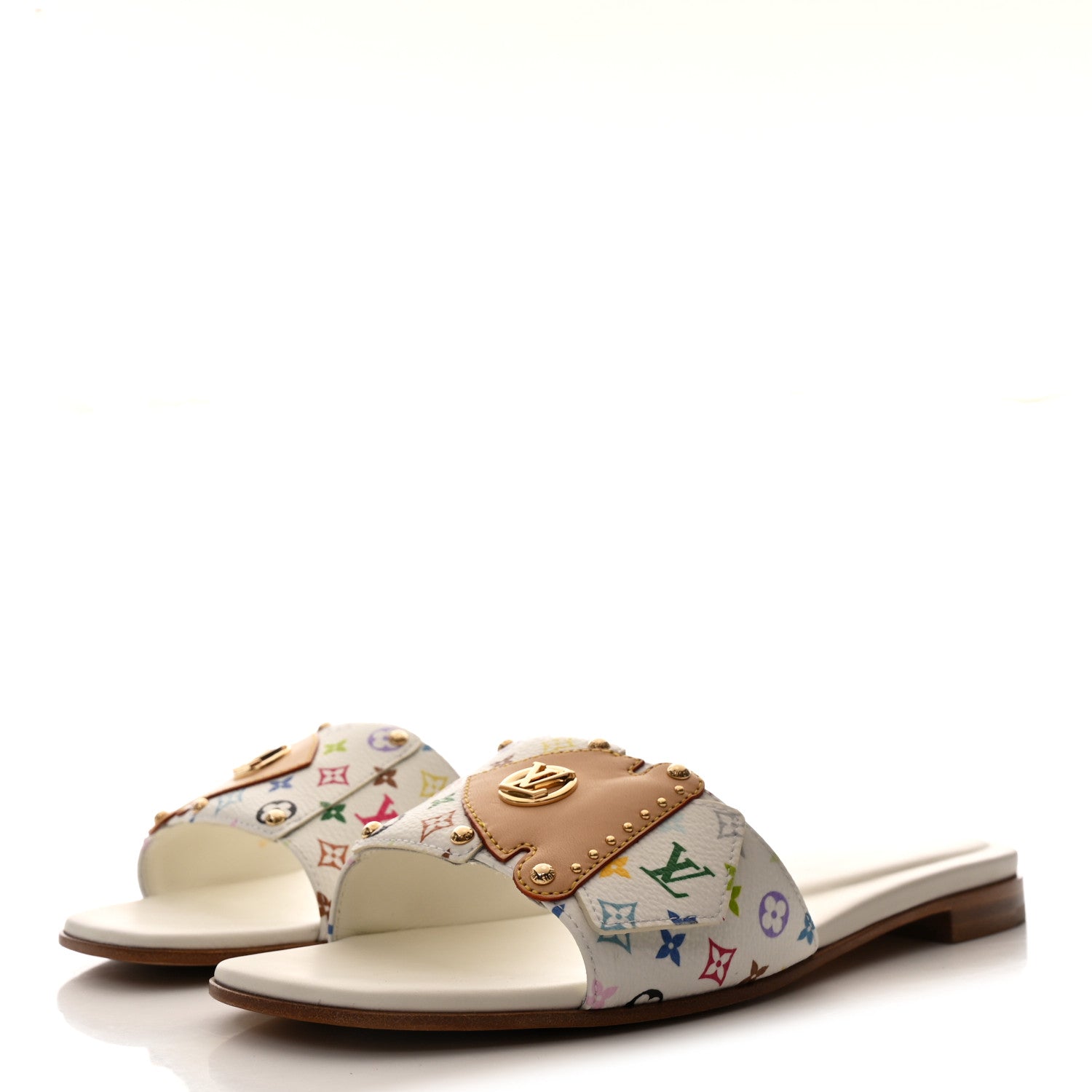 Louis Vuitton LV X TM Monogram Multicolor Frame Flat Mule Sandals 38 White Multicolor 4 of 9
