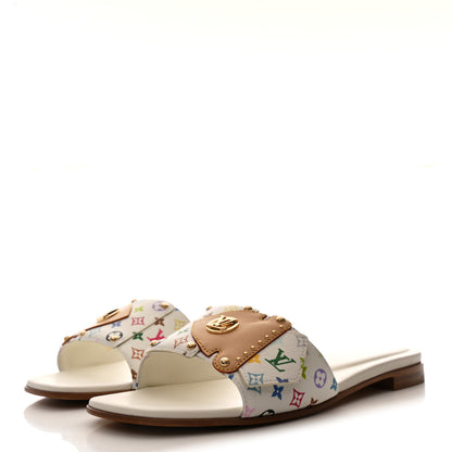 Louis Vuitton LV X TM Monogram Multicolor Frame Flat Mule Sandals 38 White Multicolor 4 of 9