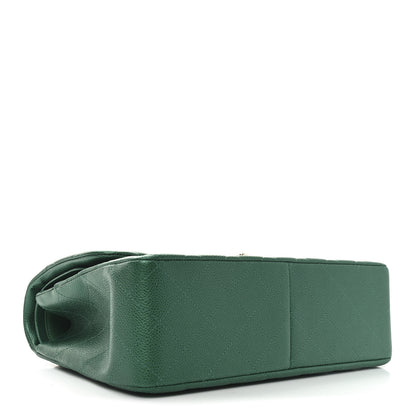 Chanel Metallic Caviar Quilted Jumbo Double Flap Green 4 of 11
