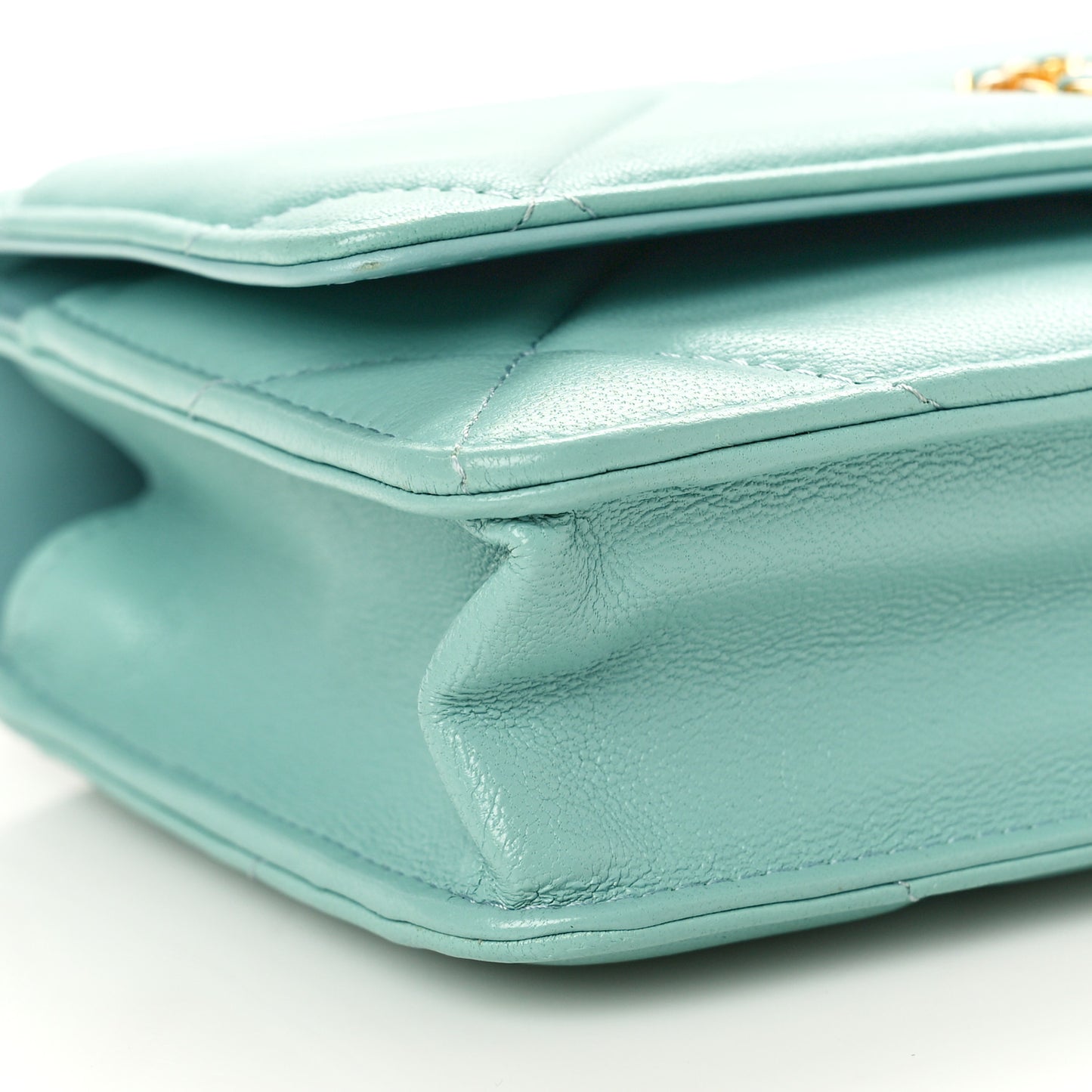 Lambskin Quilted Chanel 19 Wallet On Chain WOC Light Blue