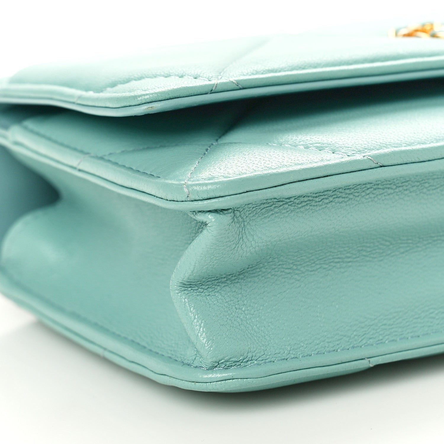 Chanel Lambskin Quilted Chanel 19 Wallet On Chain WOC Light Blue 9 of 11