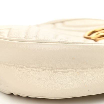 Gucci Calfskin Matelasse Mini GG Marmont Round Shoulder Bag White 10 of 12