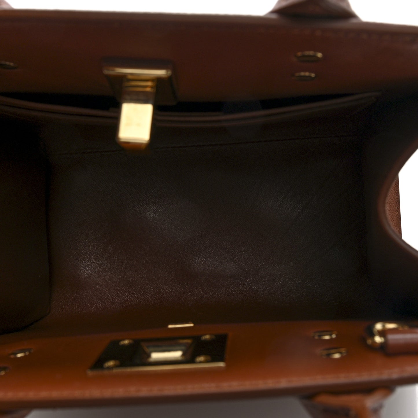 Hammered Calfskin Small The Studio Box Bag New Cognac