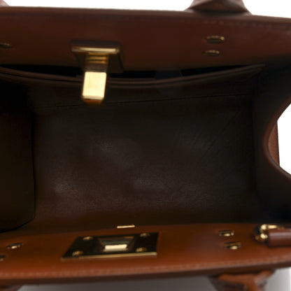 Salvatore Ferragamo Hammered Calfskin Small The Studio Box Bag New Cognac 5 of 9