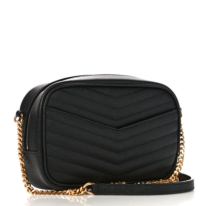 Saint Laurent Grain De Poudre Matelasse Monogram Mini Lou Camera Bag Black 3 of 11