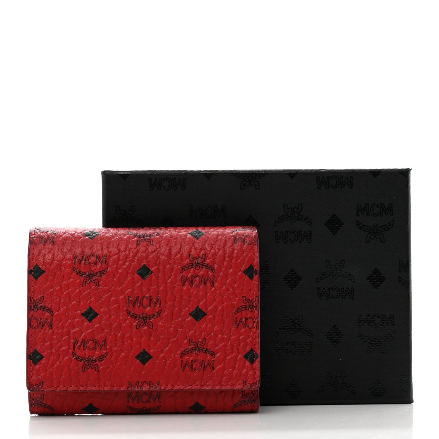 MCM Visetos Tri-Fold Flap Wallet Red 7 of 7