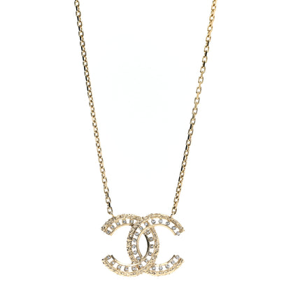 Chanel Crystal Textured CC Necklace Gold 1 of 7