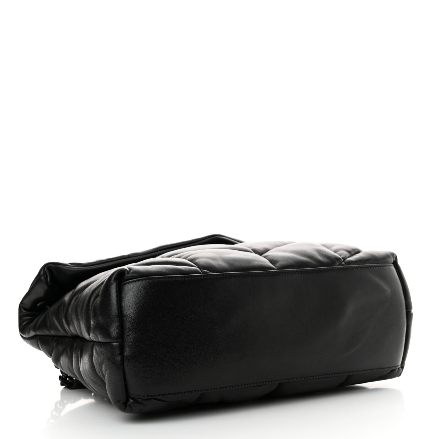 Lambskin Quilted Monogram Monochrome Medium Loulou Puffer Chain Satchel Black