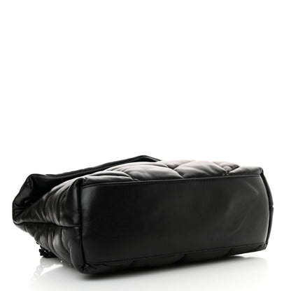 Saint Laurent Lambskin Quilted Monogram Monochrome Medium Loulou Puffer Chain Satchel Black 4 of 10