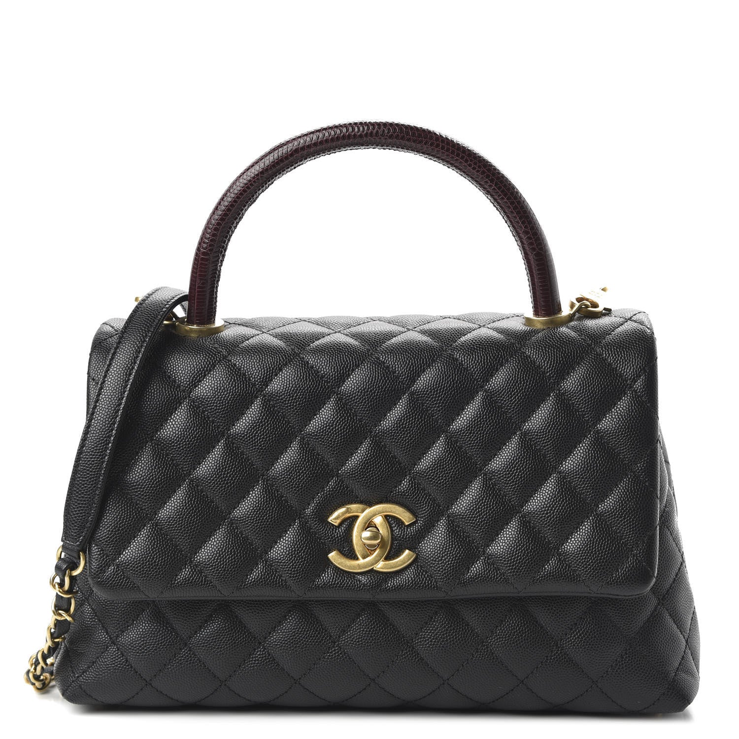 Chanel Caviar Lizard Quilted Small Coco Handle Flap Black 1 of 11