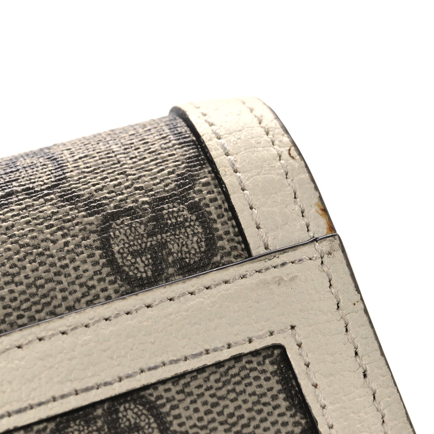GG Supreme Monogram Web Queen Margaret Flap Wallet Beige Ebony Mystic White