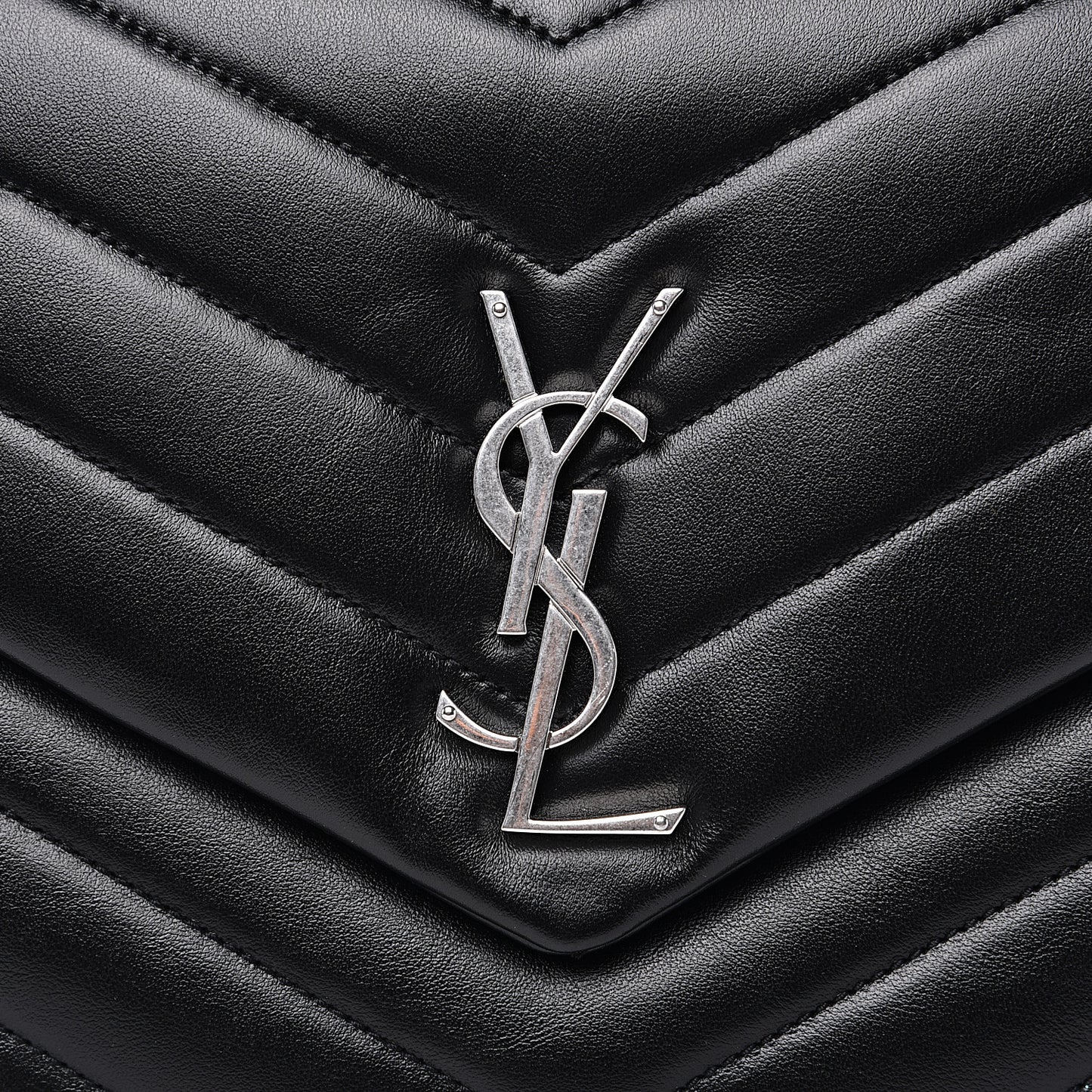 Calfskin Y Quilted Monogram Medium Loulou Chain Satchel Black