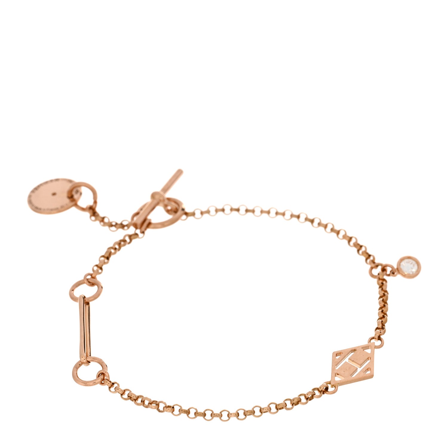 Hermes 18K Rose Gold Diamond Gambade Bracelet ST 1 of 3