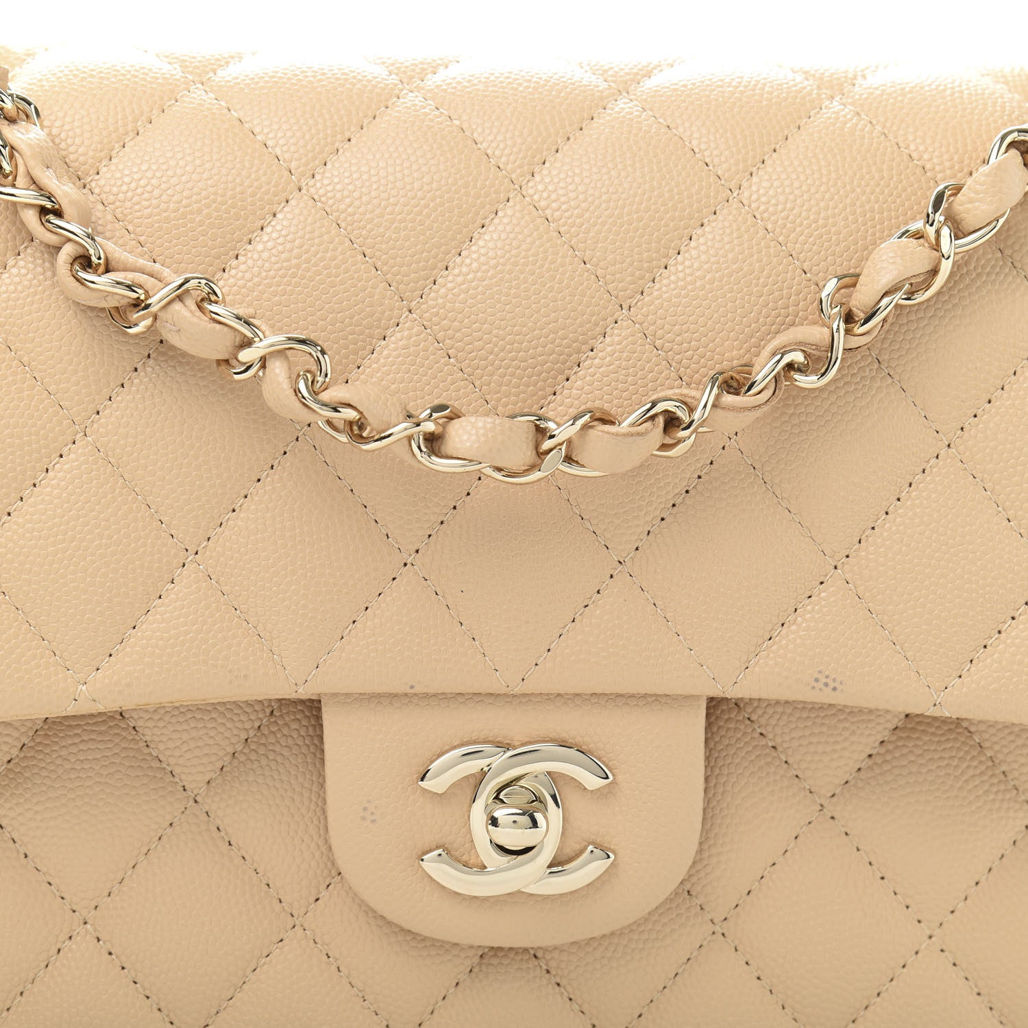 Chanel Caviar Quilted Medium Double Flap Beige Clair 12 of 13